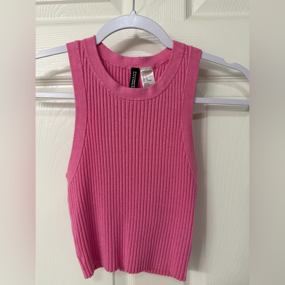 Divided Fuchsia Ribbed Tank Top